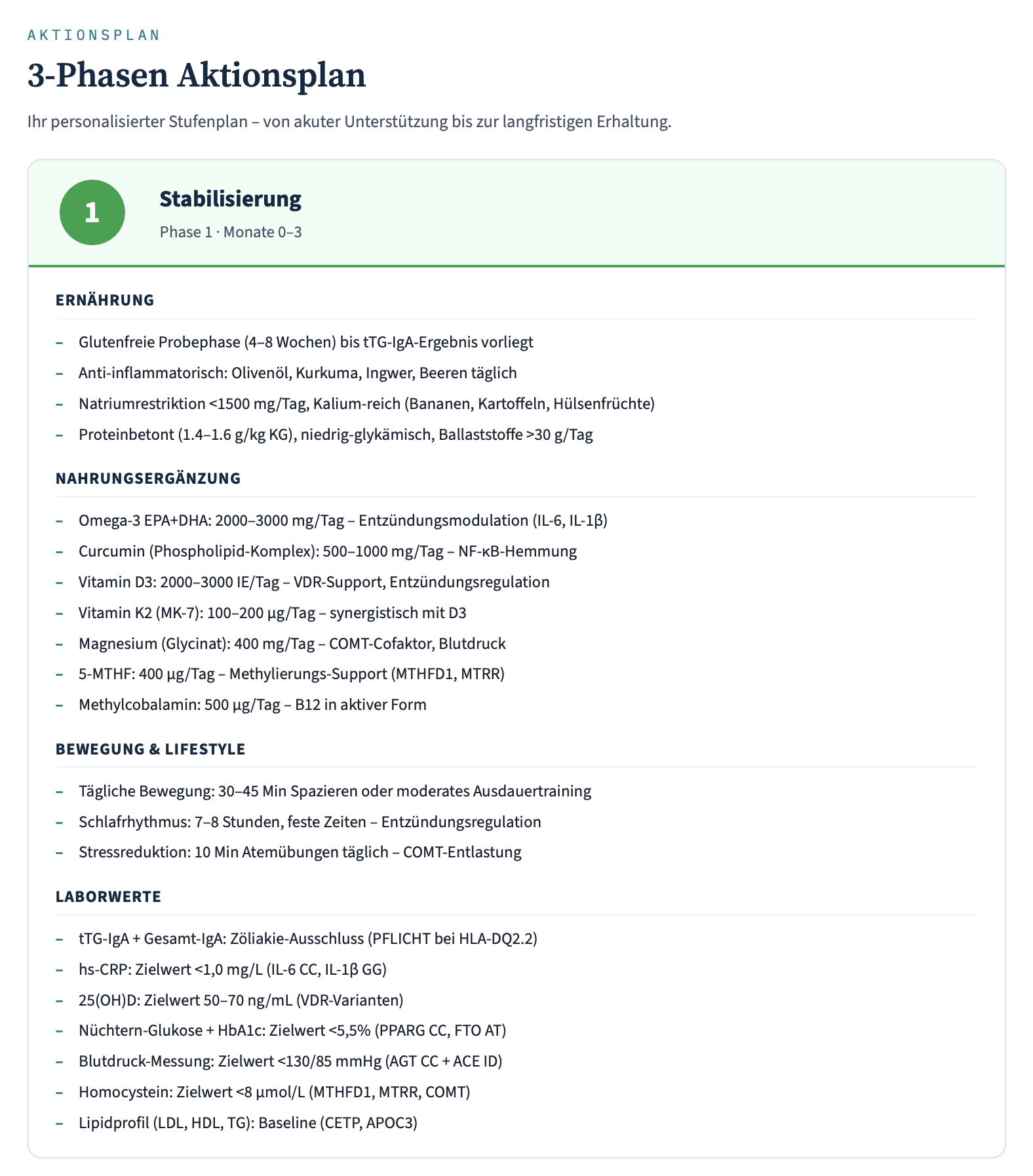 3-Phasen Aktionsplan: Ernährung, Supplements, Lifestyle