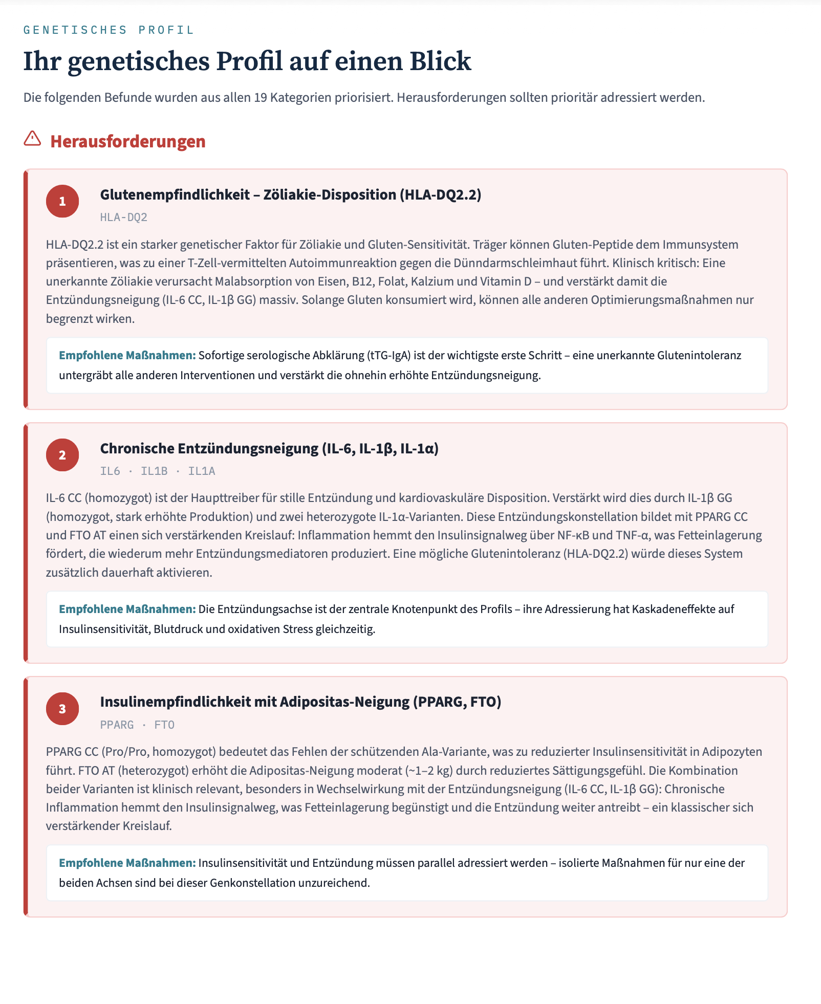 Genetisches Profil: Herausforderungen priorisiert